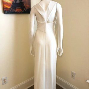 SOLD  - BCBG White Crepe Gown with V-back - Formal / Prom